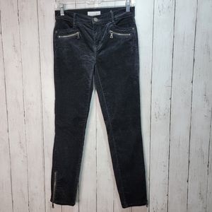 LOFT Women's Modern Velvet Zip Skinny Jeans Charcoal Gray Zip Ankle Size 0/25.